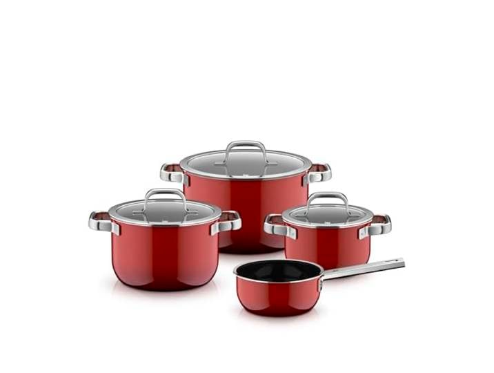 WMF Fusiontec Mineral Pro, 4-teiliges Topf-Set kratzfestes Material, Kochtopf Set Induktion, für alle Herdarten geeignet, Made in Germany, Passion Red