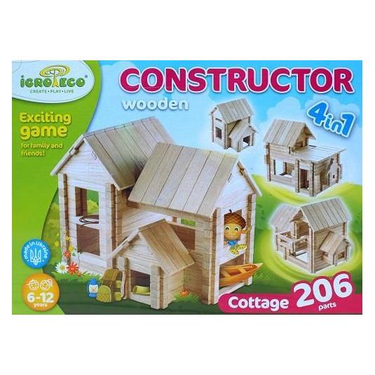 Igroteco wooden constructor, Cottage 4in1, 206 details (199001)