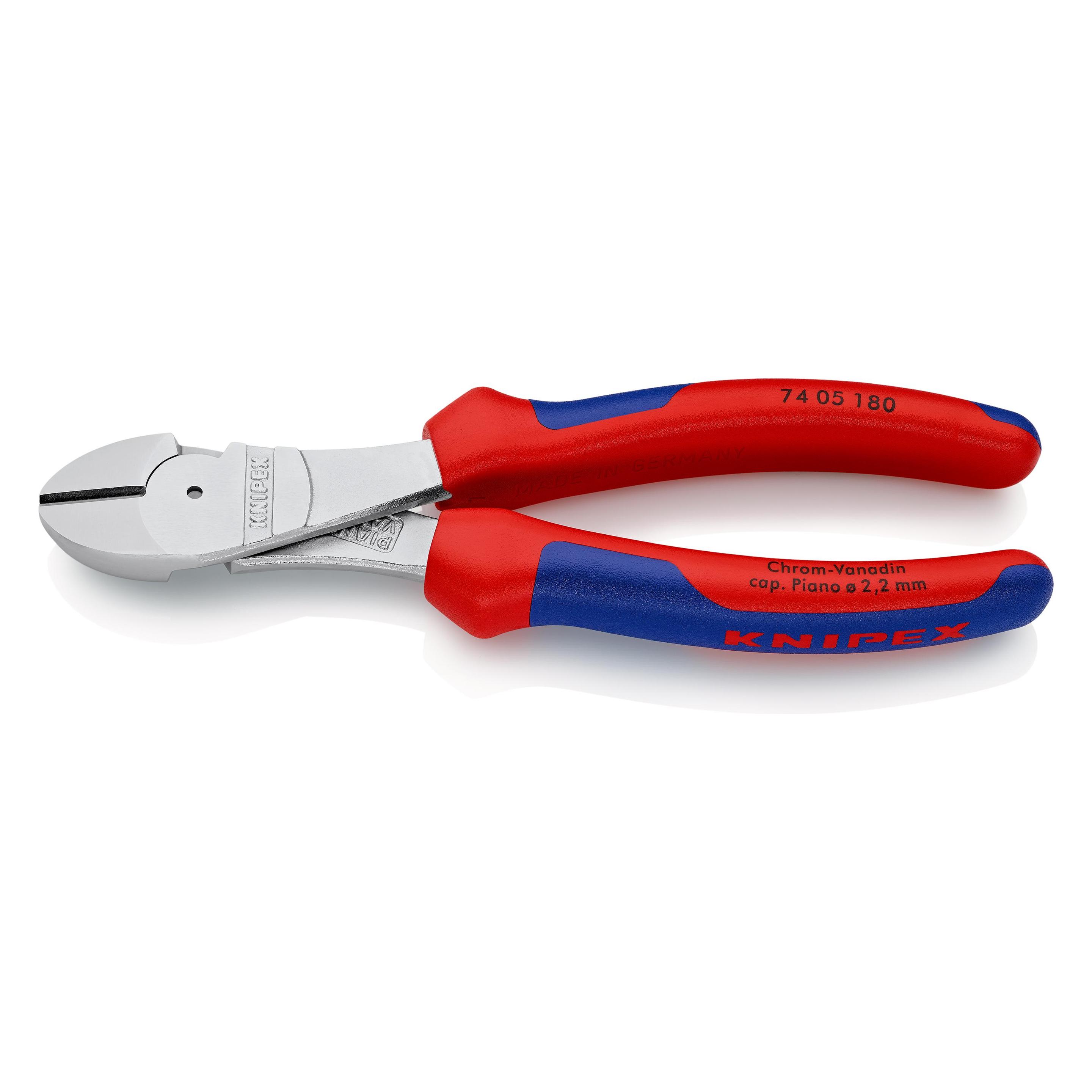 Knipex Kraftseitenschneider DIN ISO 5749 L.180mm gerade mit Facette verchromt 2Komp.-Hüllen Schneidwert... (180 mm) (74 05 180 SB)