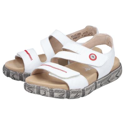 Sandale RIEKER, Damen, Gr. 39, Textil, weiß, Glattleder, unifarben, Basic, Schuhe Sandale, Sommerschuh, Klettsandale mit Ziernaht