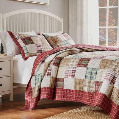 Greenland Trading Co. Carlton Patchwork Mini Quilt Set Red, Full / Queen, Red