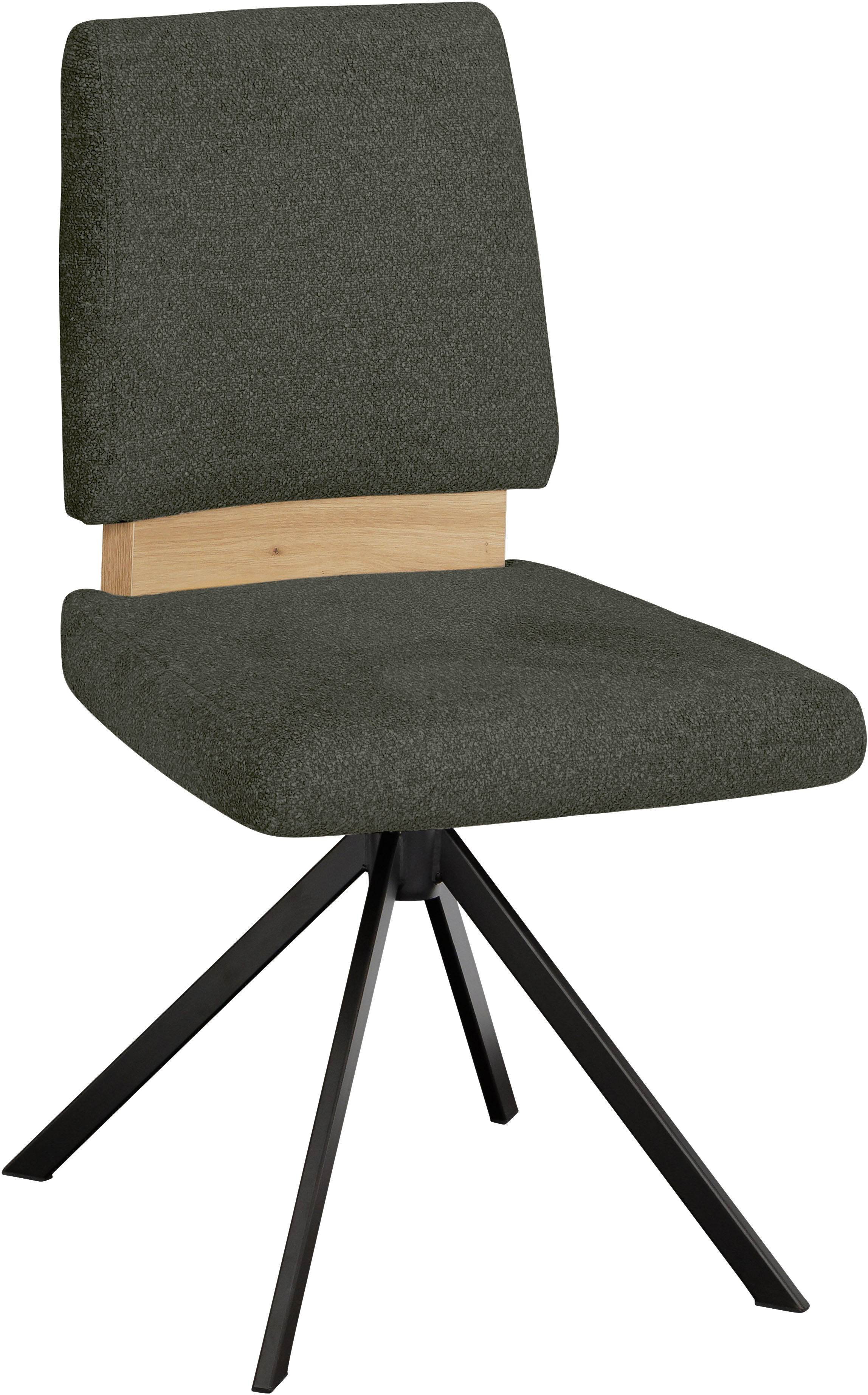 Drehstuhl MASSIVLINE & MORE "Brügge 301", moosgrün, schwarz, moosgrün, B:48cm H:92cm T:59,5cm, Holzwerkstoff, Metall, Stoff, Stühle, Drehstuhl moosgrün, schwarz, moosgrün B/H/T: 48cm x 92cm x 59,5cm, 1 Stk., Microfaser Struktur (100% Polyester) Strukturop