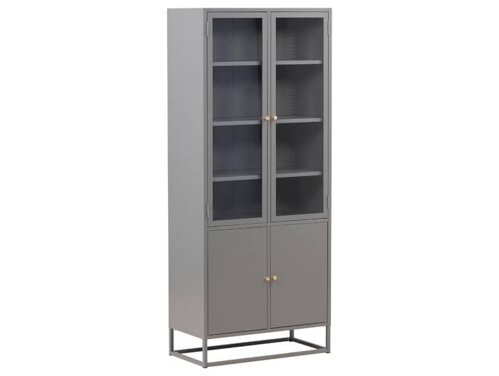 Livetastic Vitrine, Hellgrau, Glas, Metall, 80x190x41 cm, Wohnzimmer, Wohnwände, Vitrinenschränke