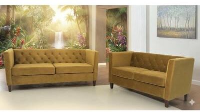 US Pride Furniture Container Furniture Velvet 2PCs Living Room Set Sofa & Loveseat