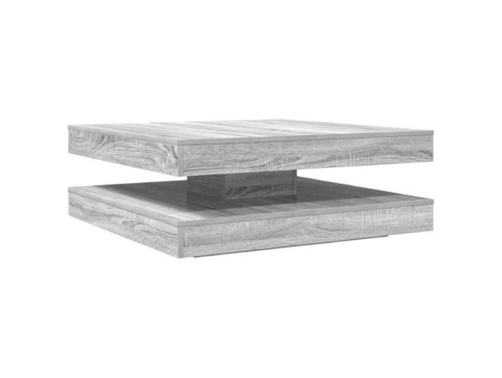 GHVBNMF Couchtisch Drehbar 360 Grad Wohnzimmertisch Grau Sonoma 90x90cm Flexibler Sofatisch mit 360 Grad drehbarer Platte und zweiter Ebene für Ordnung im Wohnzimmer oder Lounge-Bereich.