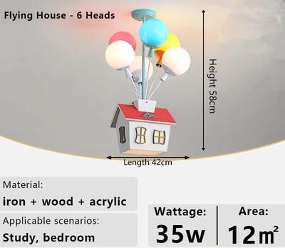 Uplift Treasures Kids Balloon Sputnik Wooden Chandelier Light e 6 Heads 110 220v warm Light