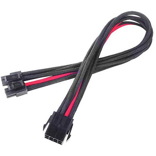 Silverstone EPS 8-Pin zu EPS/ATX 4+4-Pin Kabel, 300mm - schwarz/rot