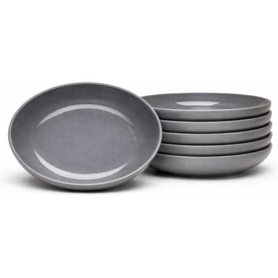 Suppenteller VAN WELL "Malmö, Teller 20 cm, 6 Stück", anthrazit, H:5cm Ø:20cm, Steingut, Speiseteller, Teller Set, Steingut, spülmaschinen-/mikrowellengeeignet