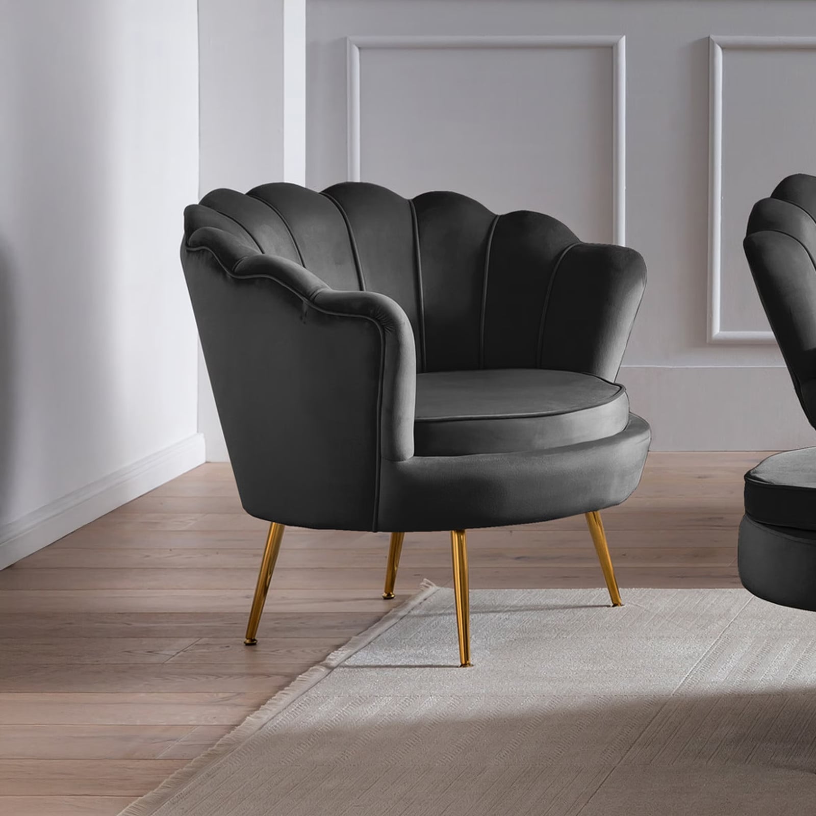 Artistiq Living Fauteuil Lizzy Lounge, Velvet, Zwart/Goud
