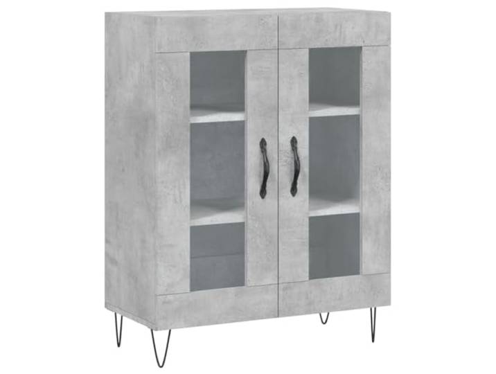 GHVBNMF Sideboard Betongrau 69,5x34x90 cm Kommode mit Glastür Stilvoller Beistellschrank in Betongrau mit Glastüren und Metallfüßen für Wohnzimmer, Flur und Schlafzimmer.