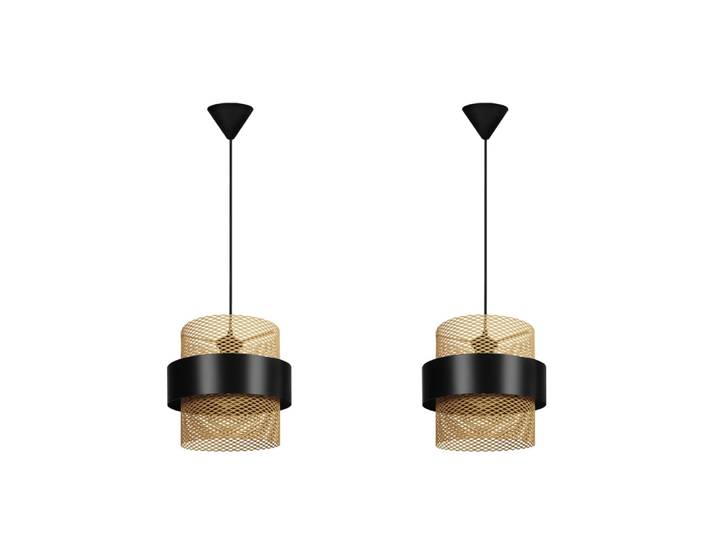 Lot 2 Suspension métal noir abat-jour noir et or