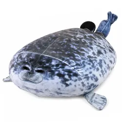Plüschrobben-Maskottchen, Kuscheltier, Naturfarbe Grau, 38 cm