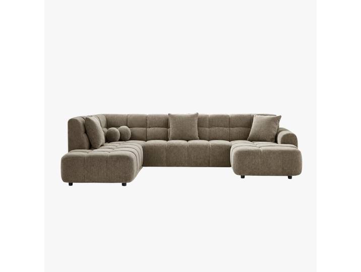 Canapé panoramique tissu taupe - angle droit
