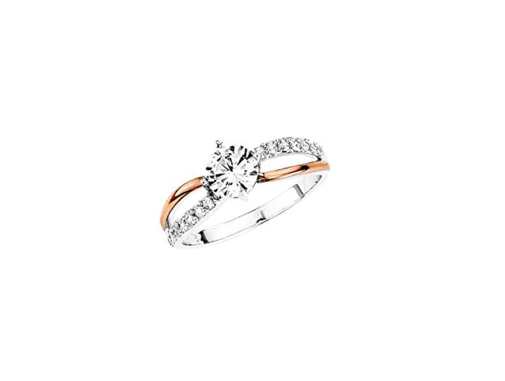 Amor Ring 925 Sterling Silber Damen Ringe, mit Zirkonia synth., Bicolor, Kommt in Schmuck Geschenk Box,