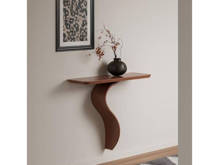HLDJYLZS Moderner Wandkonsolentisch Massivholz, Eingangstisch Massivholz, modernes Wanddesign, Konsolentisch für Flur, Eingang, Wohnzimmer, Sofa-Bereich und Pflanzen