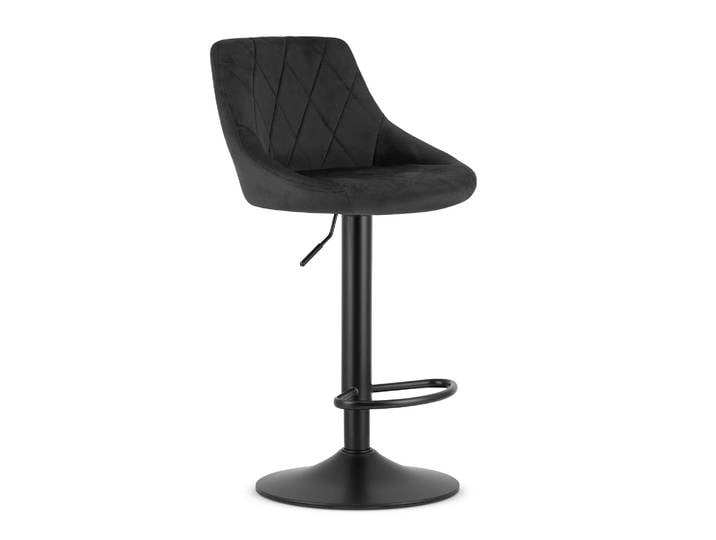 Schwarzer Barhocker KAST VELVET mit schwarzem Bein
