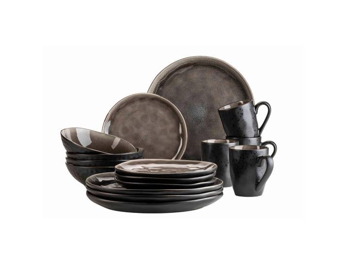 Mäser Kombiservice Niara Organic, Braun, Schwarz, Keramik, 16-teilig, 330 ml,620 ml, Essen & Trinken, Geschirr, Geschirr-Sets, Kombiservice