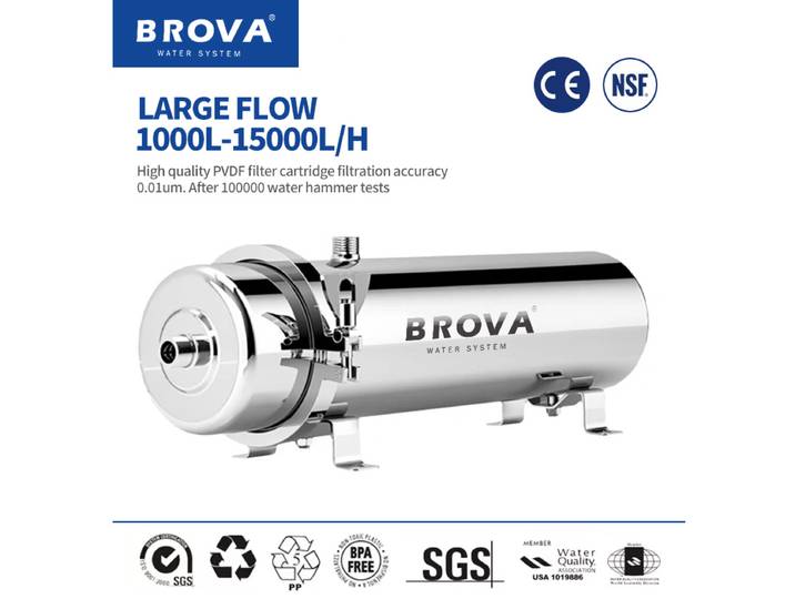 BROVA – purificateur d'eau domestique/Commercial pour toute la maison, système PVDF UF 0.01μm, grand débit1000L-15000L/H SUS304, élément filtrant à coût inférieur