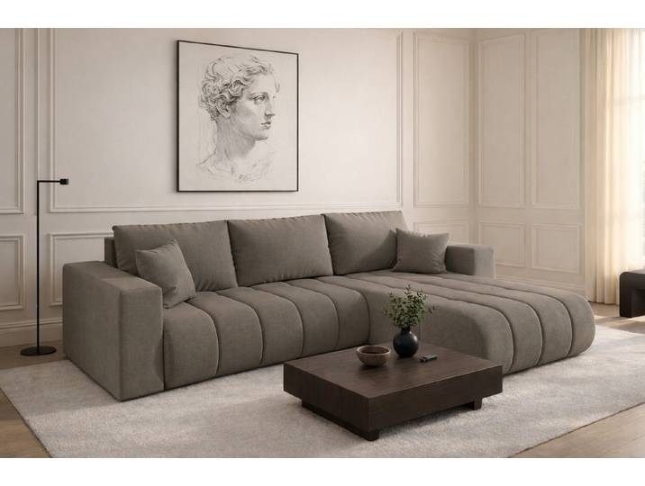 Kaiser Möbel Ecksofa mit Schlaffunktion,Sofa L-form im Stoff WIND MILO PREMIUM, Ecksofa, Pflegeleicht dank Easy-Clean,Natürliche Struktur und angenehme Haptik