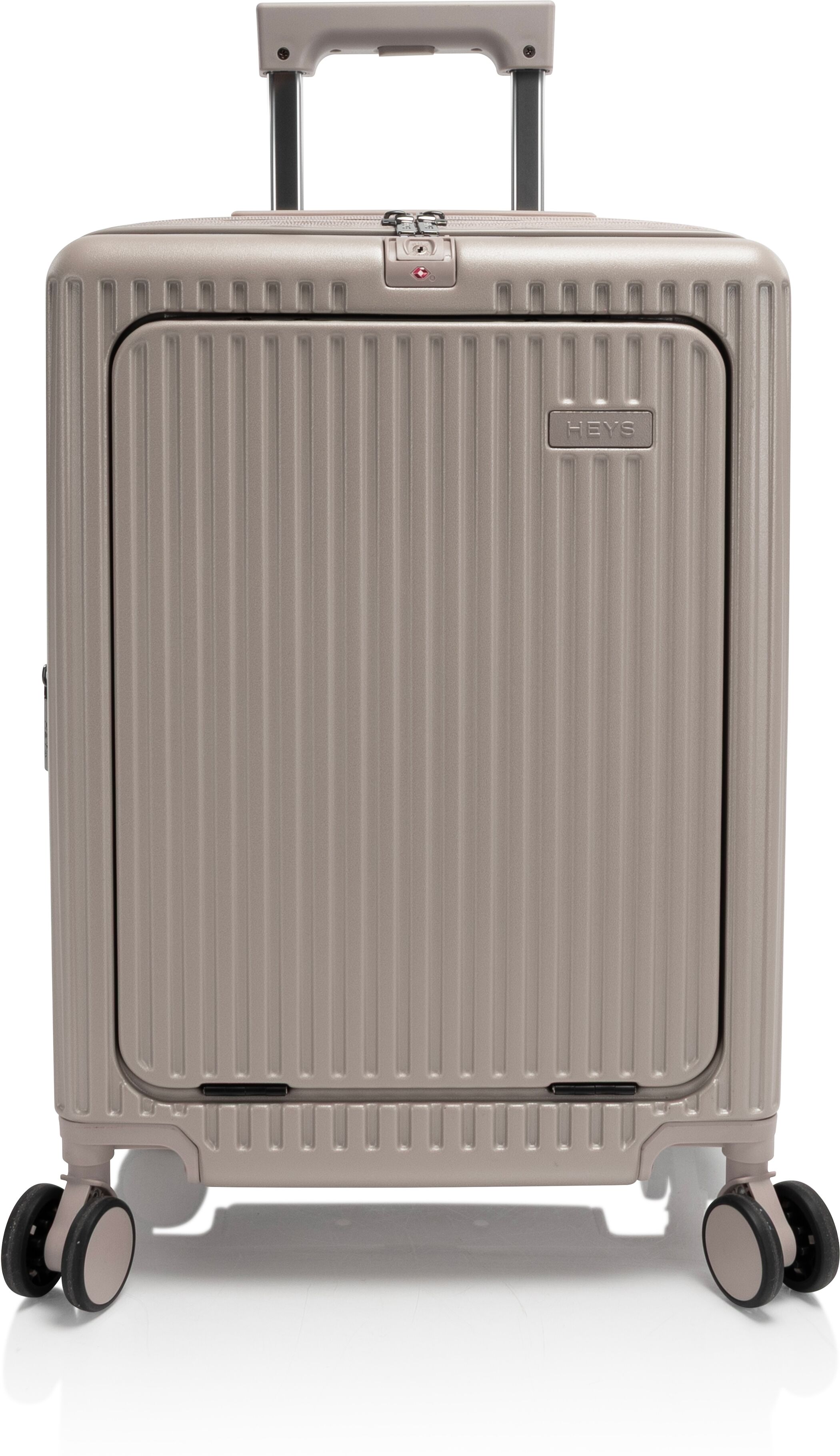 Handgepäck-Trolley HEYS "Heys Latch", Damen, Gr. B/H/T: 53cm x 38,3cm x 22,4cm, atmosphere taupe, Aluminium, Polycarbonat, Polyester, Strukturmuster, leichte Abriebeffekte, matt, unifarben, Basic, Koffer Handgepäck-Trolley, Reisekoffer, Trolley, handgepäc