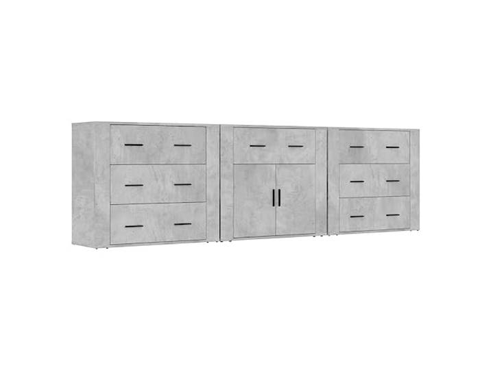 TYVANDE Sideboards 3 Stück Grau Zement Holz Mehrschichtig 80 x 33 x 70 cm Zeitloses klassisches Design, 3 Sideboards, mehrschichtiges Holz, Betongrau, Wandbefestigung, inklusive Handbuch