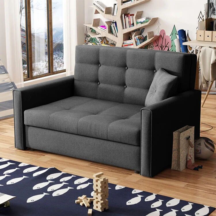 garneroarredamenti Divano letto 2 posti 133cm imbottito in tessuto antracite Isidore