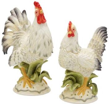 Fitz and Floyd Lantana Rooster and Hen Figurine Set - Set of 2