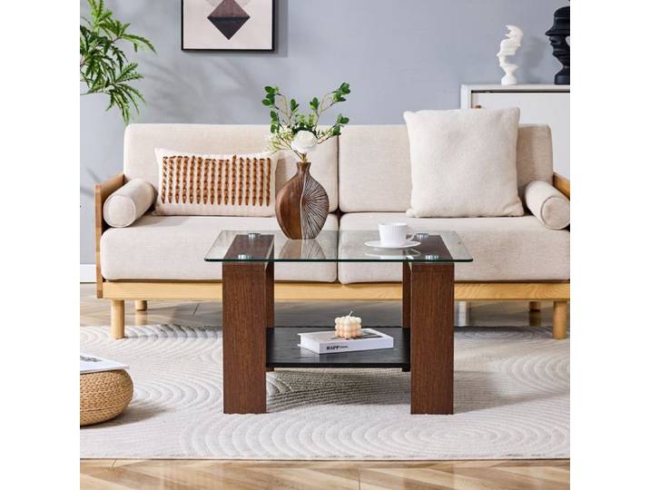 Table basse Logidon avec espace de rangement et verre bureau à domicile moderne