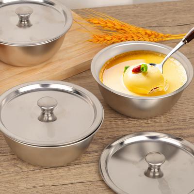 ModernMart Stainless Steel Bowl With Lid Multi Purpose Steaming Egg Bowl And Ramen Soup Container Stainless Steel Bowl With Lid Multi Purpose Steaming Egg Bowl And Ramen Soup Container