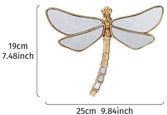 Uplift Picks Golden Dragonfly Wall Decor Mirror Finish Resin Art Ornament 25 Cm