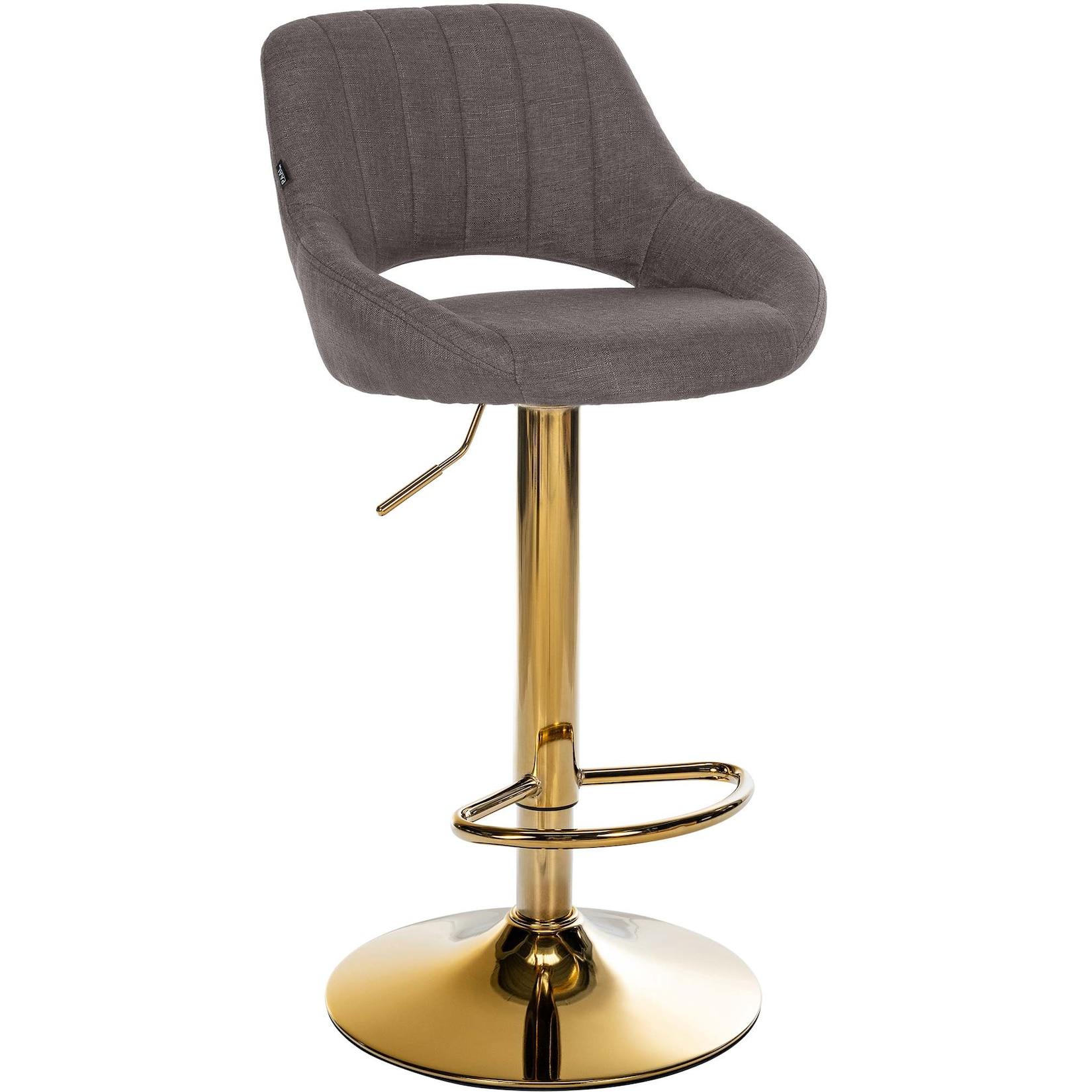 CLP Barhocker Milet Stoff gold - Farbe: dunkelgrau, Gestellfarbe: gold