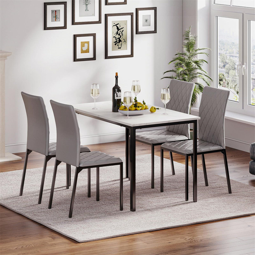17 Stories 4 -Person Dining Set Grey/White 4