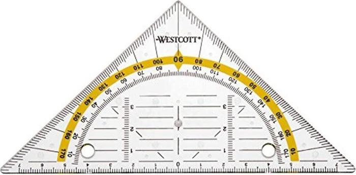 WESTCOTT Geodreieck zum Abheften, Hypotenuse: 140 mm