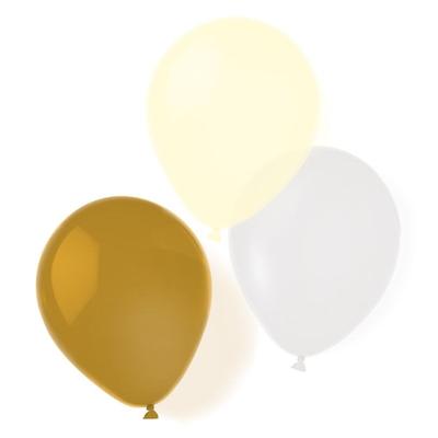 8 Luftballons gold, weiß
