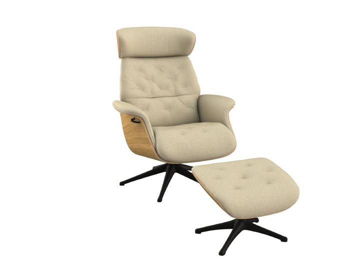 Relaxsessel, Polyester, Sandy Beige, 83×112×125 cm, Verstellbare Rücken- & Kopfstütze, Modern, FLEXLUX