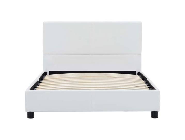 (En Promotion)Lit 1 PERSONNE 100x200cm Cadre de lit Contemporain Blanc Similicuir 100x200cm L349539