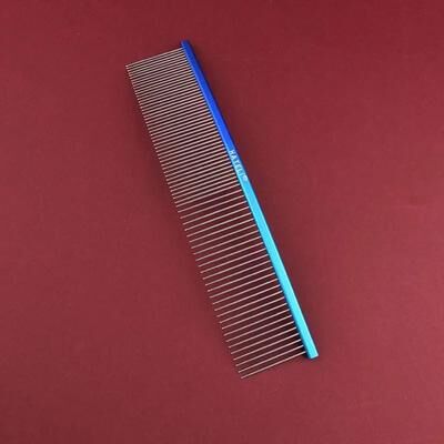 Inspired Finds Rainbow Stainless Steel Pet Grooming Comb For Dogs & Cats 7.48in blue