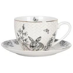 Kaffeetasse Bunny Jess 2tlg. Porzellan Grau