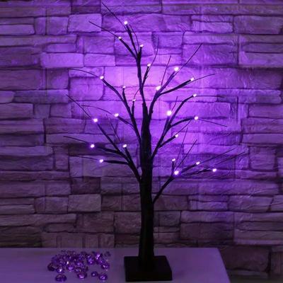 Multicon Wholesale Hub Birch Tree Lights , Orange And Purple Illuminated Halloween, Battery Powered USB Decor, Black Branch Tree Lights orange Red