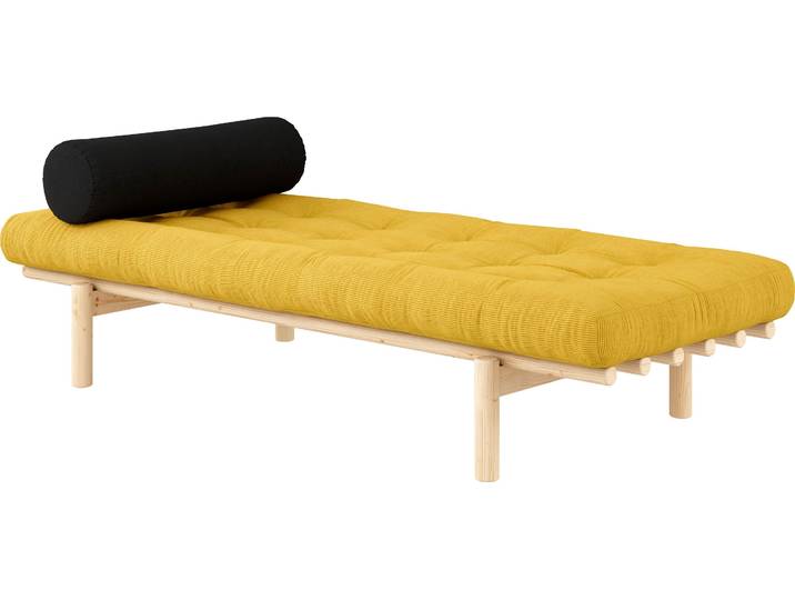 Daybed KARUP DESIGN Next , beige (schatz, klarlackiert kieferholz), B:75cm H:37cm L:200cm, Daybetten, Daybed, aus massiven Kiefernholz, inkl. Futonmatratze und Kissen