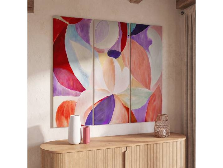 Mehrfarbiges abstraktes gemaltes Triptychon, 150 x 130 cm