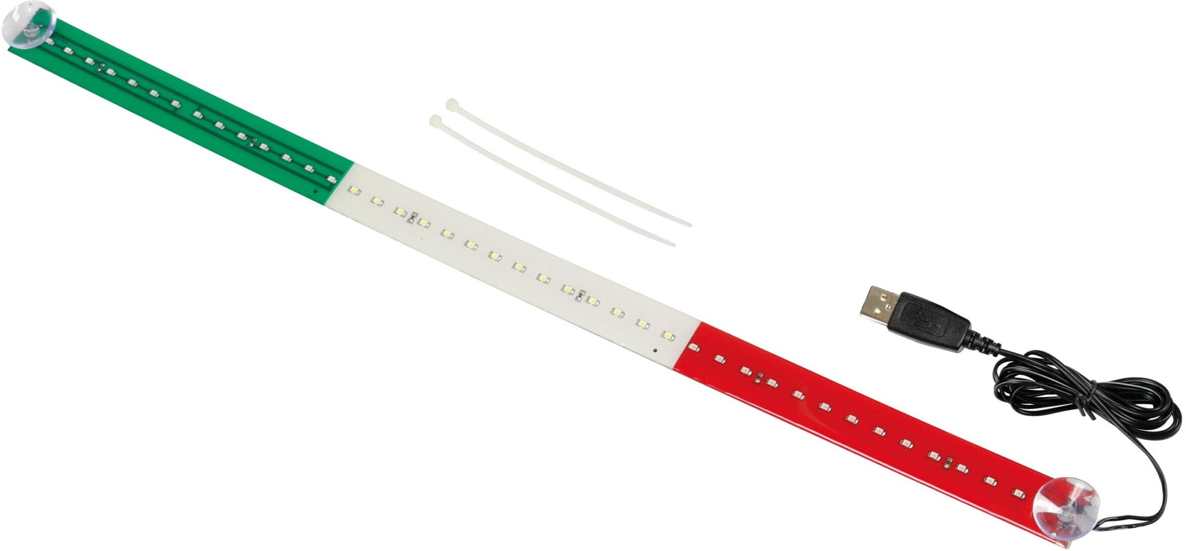 Bandiera luminosa 60 cm, 42 Led, USB ITALIA