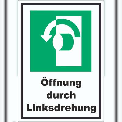 HB-Druck Öffnung durch Linksdrehung Aufkleber A7 (74x105mm)