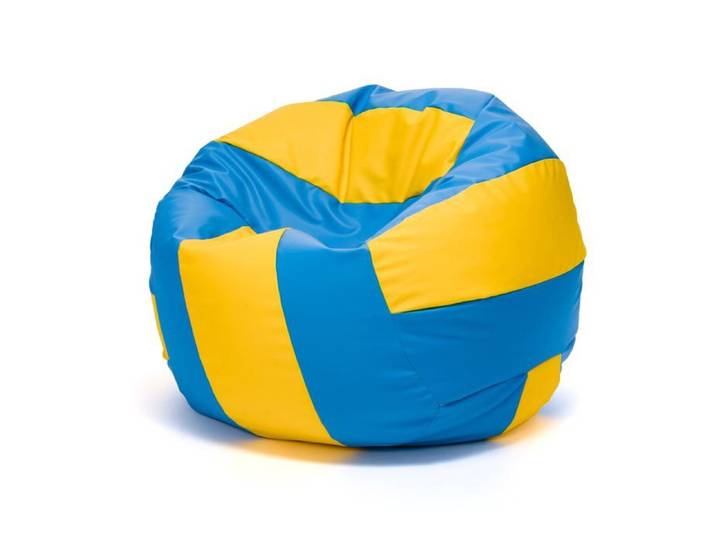 Volleyball Pouf en Cuir Doux XXL avec Remplissage en microgranules de polystyrène Ecopuf