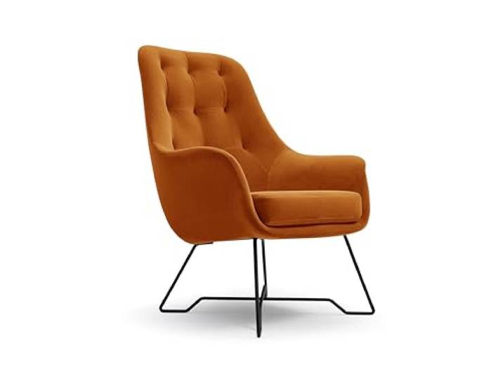 Masseno Ohrensessel SEDUTA, Lounge Sessel im Modern Stil mit Armlehnen, Komfort Polsterstuhl für Esszimmer, Wohnzimmer, Bein aus Metall, Velluto 33