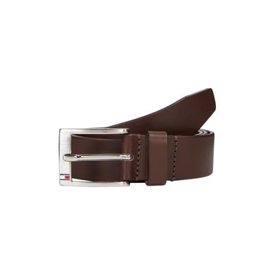 Ledergürtel TOMMY HILFIGER "New Aly Belt 3,5 cm breit", Herren, Gr. 100, braun (dunkelbraun), Leder, Gürtel Ledergürtel, mit quadratischer Logo-Metallschnalle