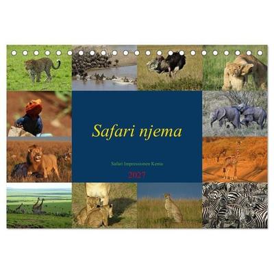 Safari njema - Safari Impressionen Kenia (Tischkalender 2027 DIN A5 quer), CALVENDO Monatskalender
