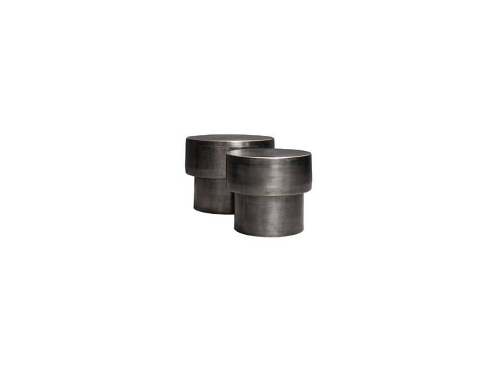 Lot de 2 tables d'appoint en métal noir, gigognes - Chehoma, Drum