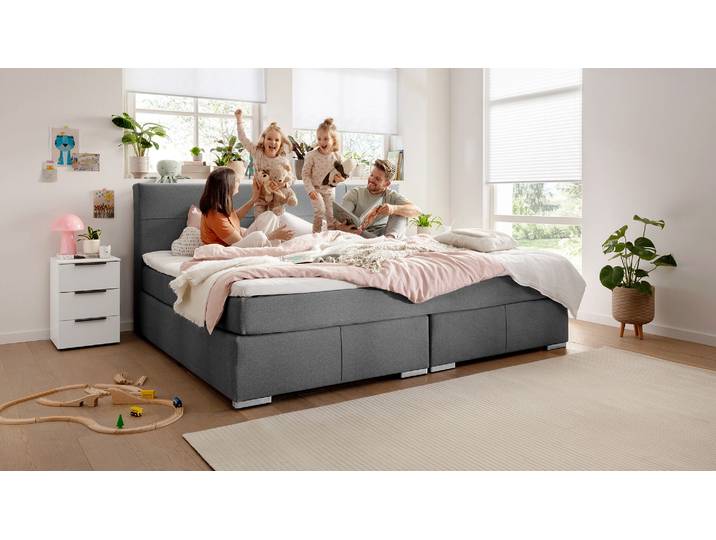 Boxspringbett Loom in Mikrofaser mit Wendematratze