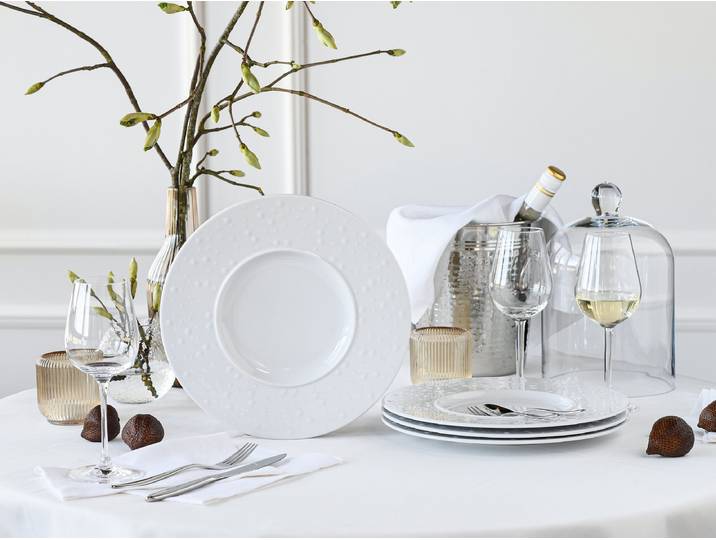 Assiette gourmande Show Time Drops 4 Ø 30cm Blanc